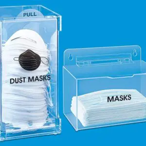 Containers with dust masks and disposable face masks