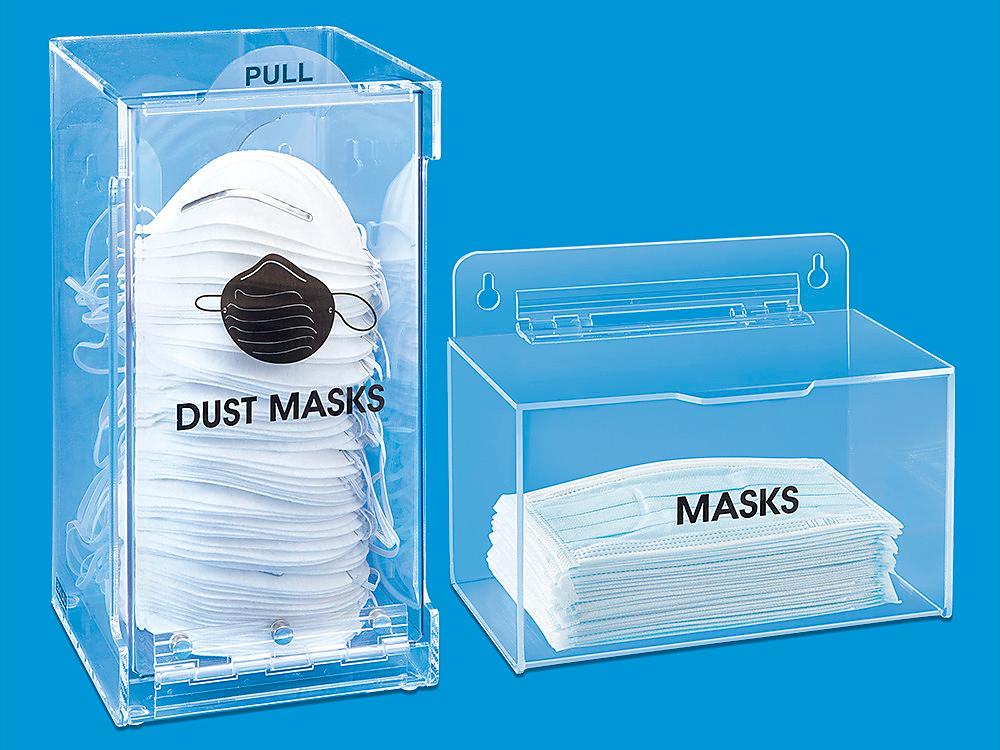 Containers with dust masks and disposable face masks