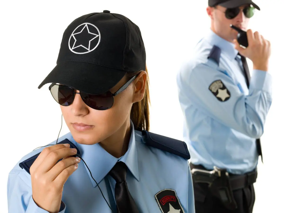 A female officer communicating with a male officer