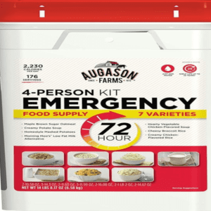 Augason Farms 4-person 72-hour emergency food kit.