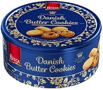 Bisca Danish butter cookies in a tin.