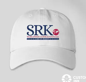 White baseball cap with SRK logo.