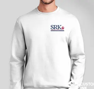 White sweatshirt with SRK logo on chest.