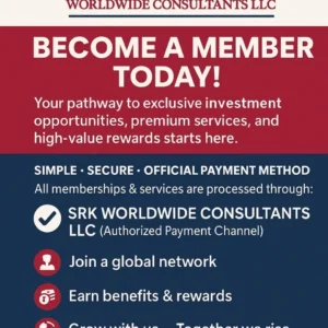 SRK Worldwide Consultants membership invitation poster.