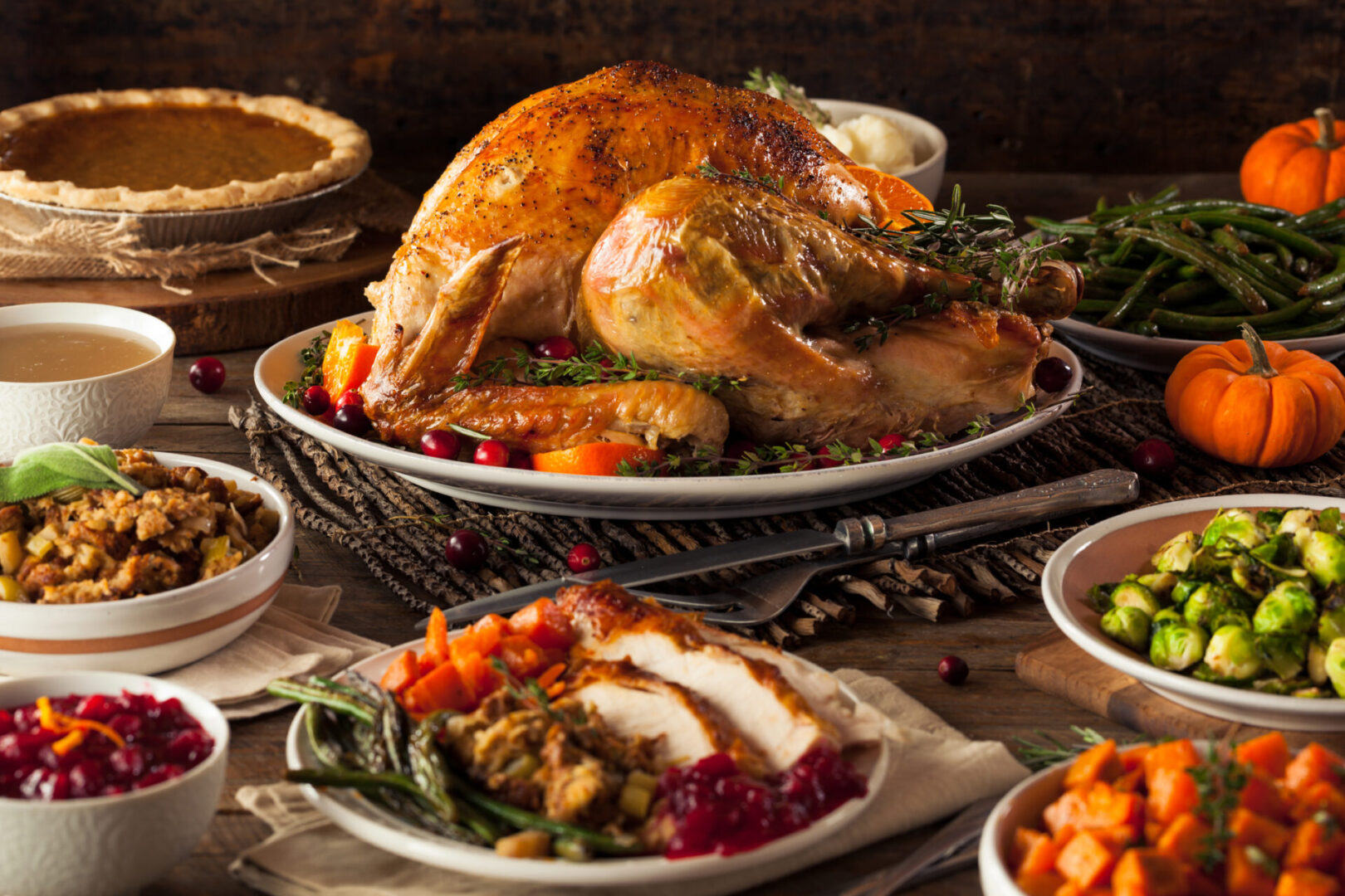 Homemade Roasted Thanksgiving Day Turkey with all the Sides