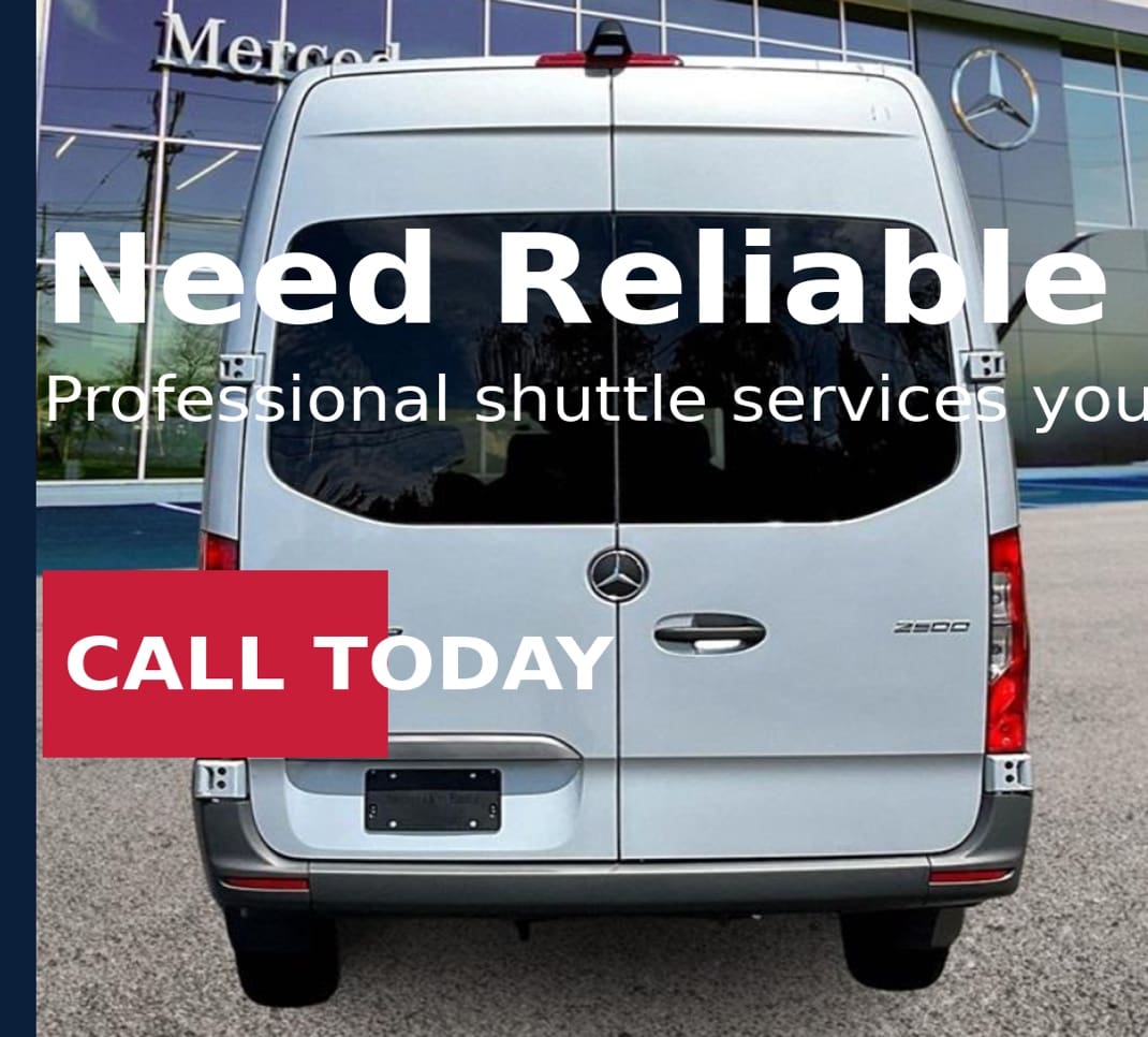 Van promoting shuttle services, call today.